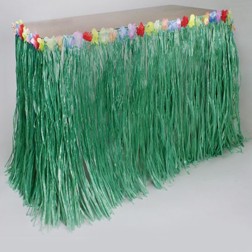 Green Table Skirt w/Flowers<br>Each